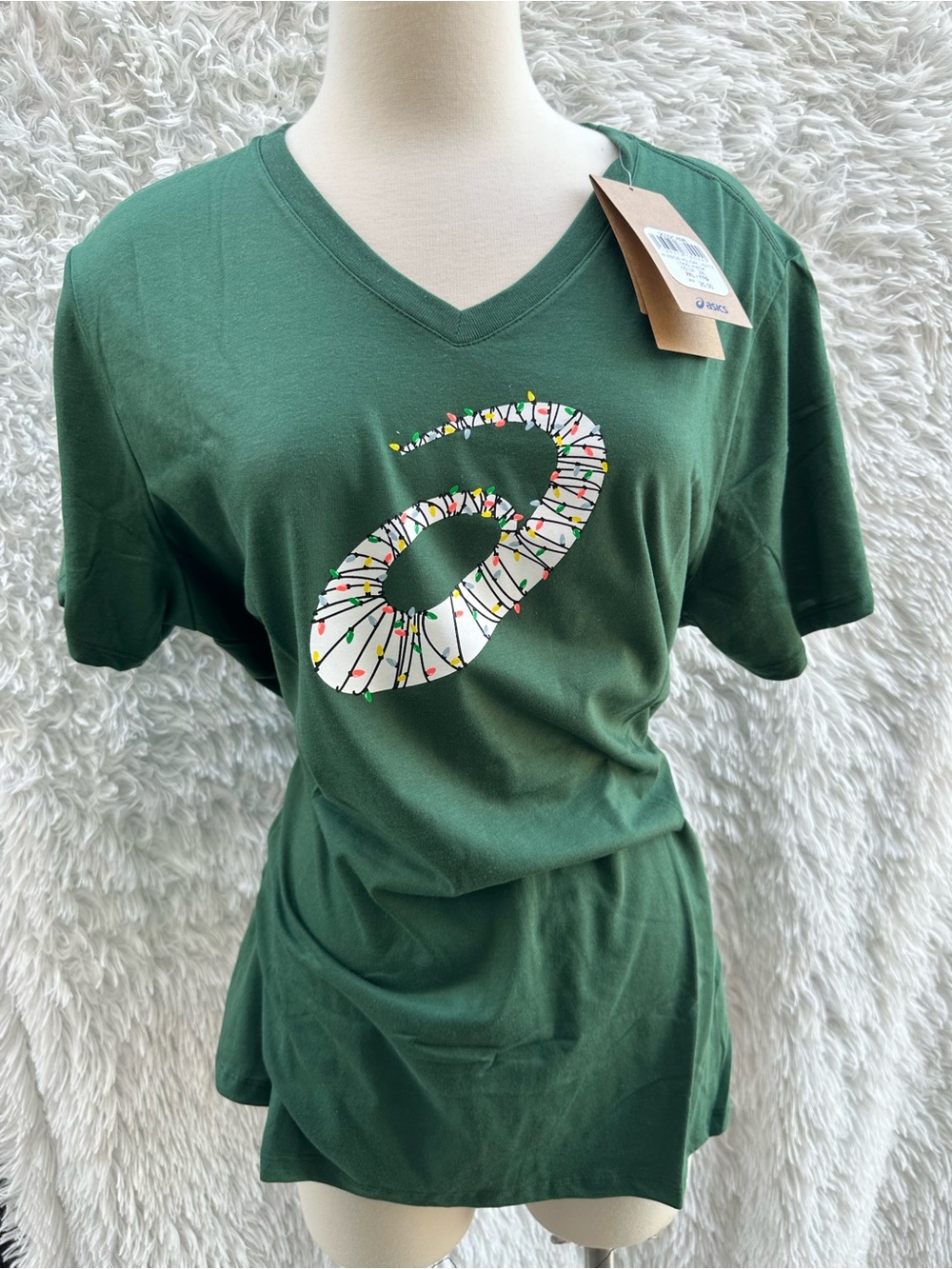 Green V-Neck Graphic Tee - Asics size 2XL